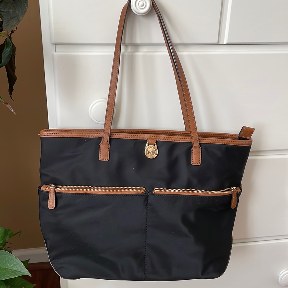 Michael Kors black nylon bag with matching wallet